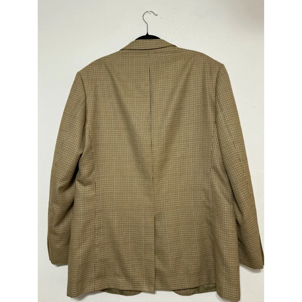 Linea‎ Uomo VTG Houndstooth Blazer Tan Men 44L Classic Tailored Old Money Luxe